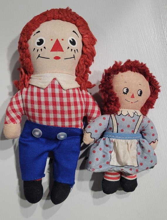 Raggedy Ann and Andy Mini Dolls Set Knickerbocker Vintage Rag
