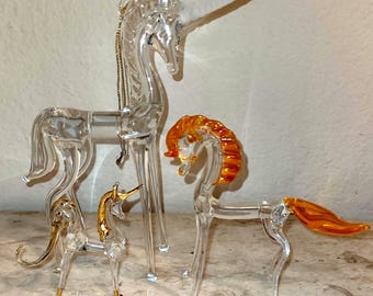 Hand-Blown Glass Unicorn Figurine/Ornaments