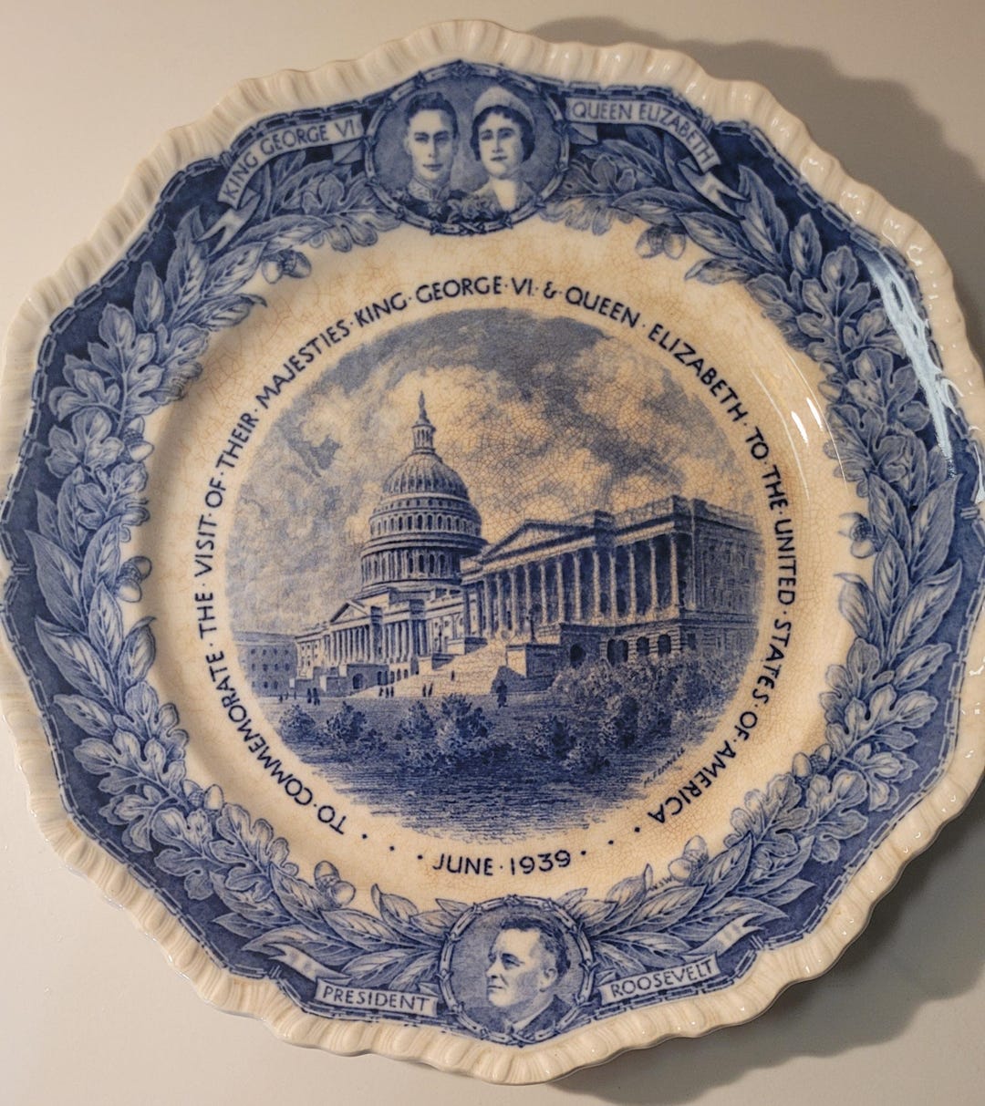 Visit Plate Mason’s 1939 Royal Visit Plate – King George VI, Queen Elizabeth & FDR ...
