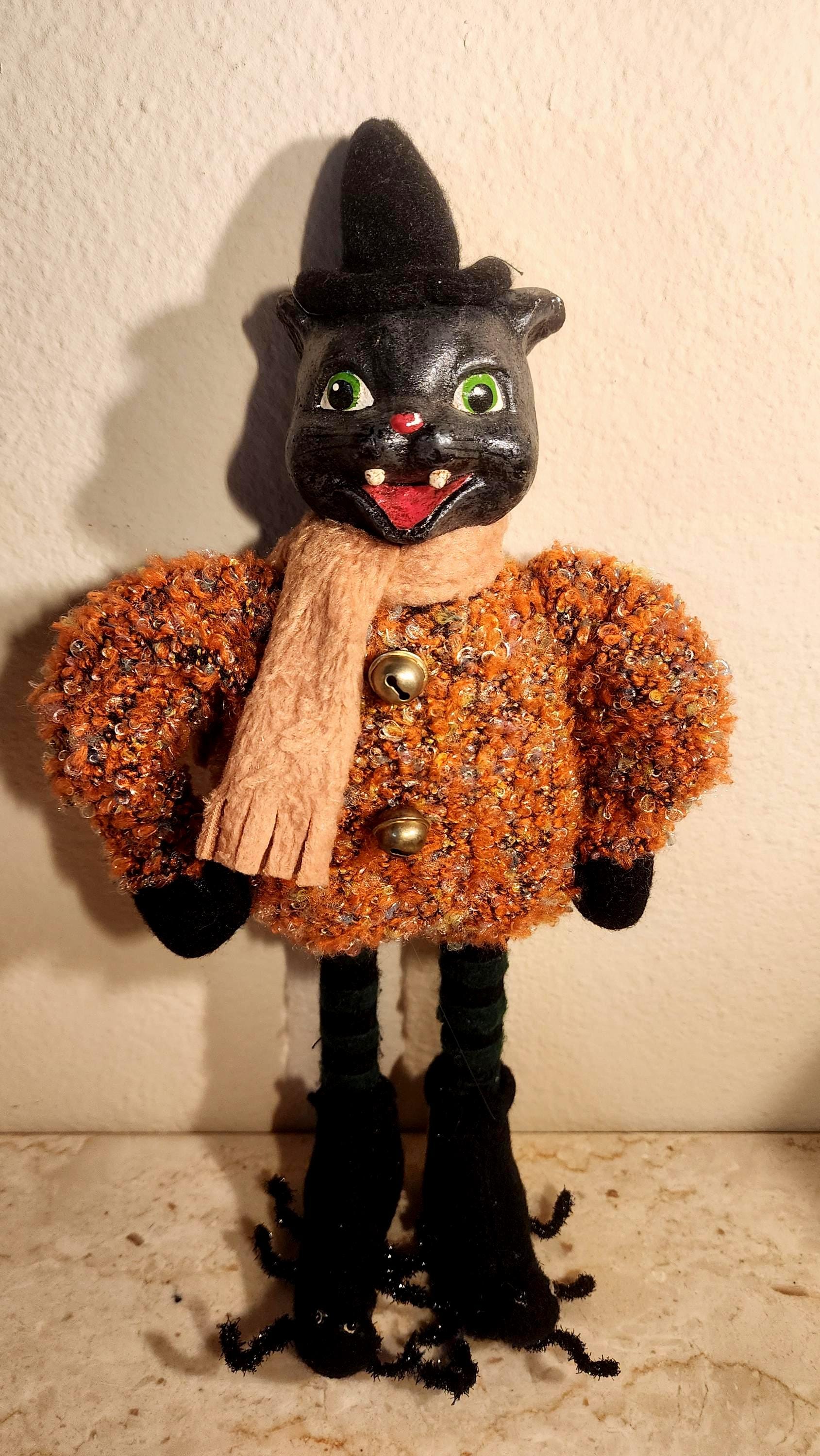 Vintage 1950 Chalkware Black Cat Halloween Figurine - Etsy