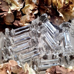 Vintage Polish 24% Lead Crystal Knife Rests Set of 8, Faceted Starburst Tableware, Elegant Dining Decor, Formal Place Setting