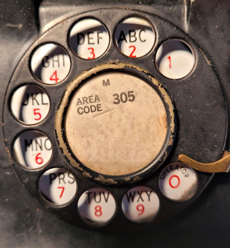 Vintage Black Rotary Desk Telephone 305 Area Code Mid Century Retro ...