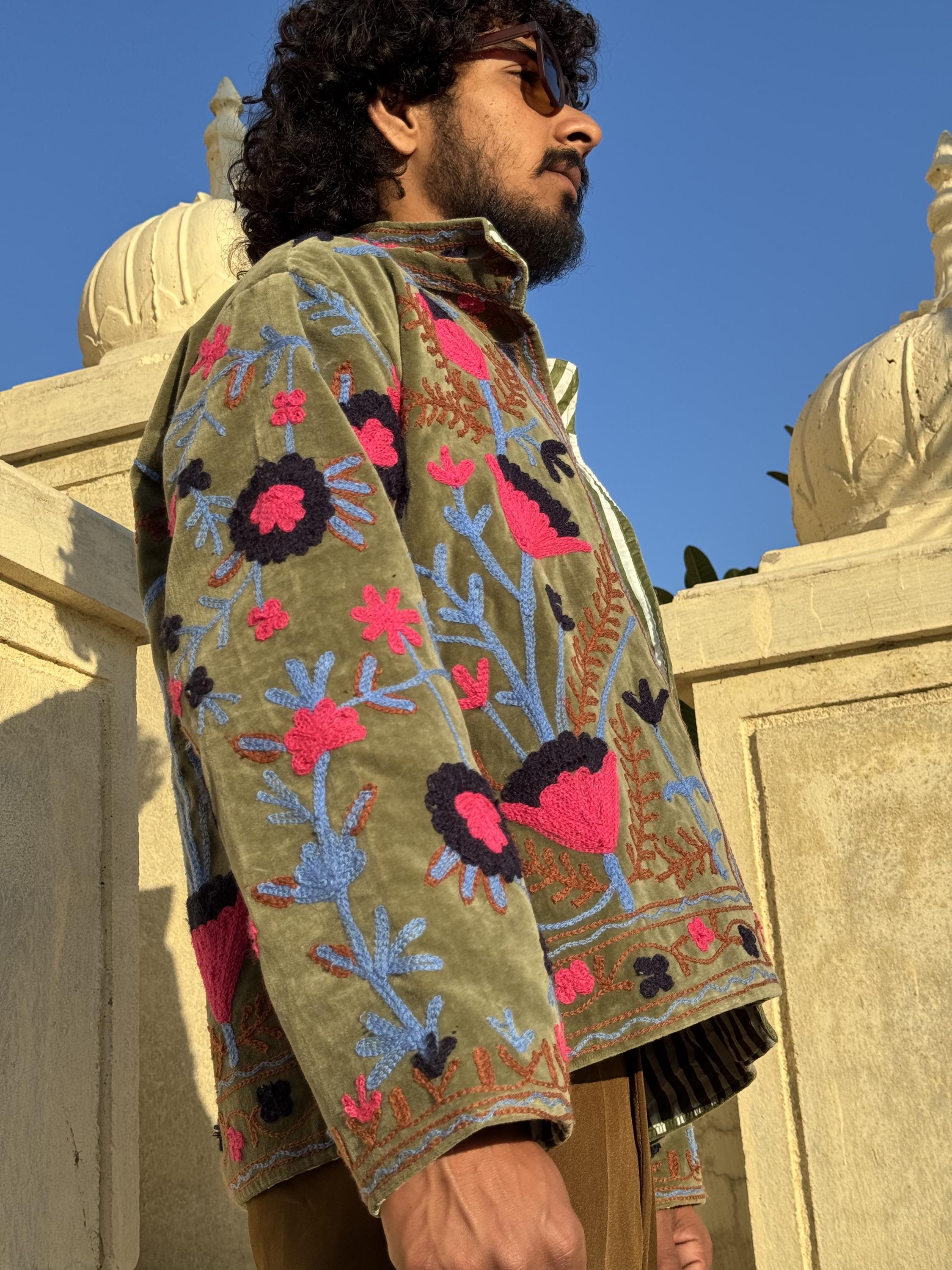 Kantha Reversible Short Length Boho Spring Bolero Bohemian Artist Unisex Front Tie Open Jacket  Quirky Festival Patchwork