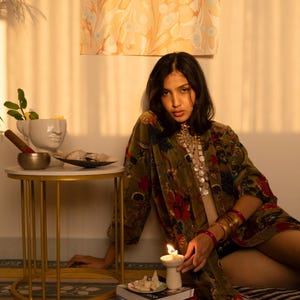 Samt Indische Kantha Robe (Indisches Patchwork)