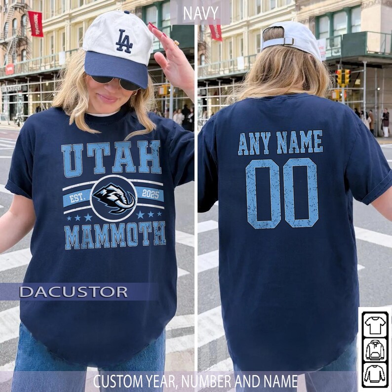 Personlig Utah Mammoth-tröja, anpassad namn- och nummerrygg, Utah Hockey Crewneck-tröja, vintagehockeytröja, hockeyfangåva bild 4