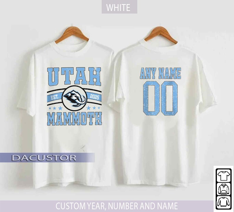 Personlig Utah Mammoth-tröja, anpassad namn- och nummerrygg, Utah Hockey Crewneck-tröja, vintagehockeytröja, hockeyfangåva bild 2