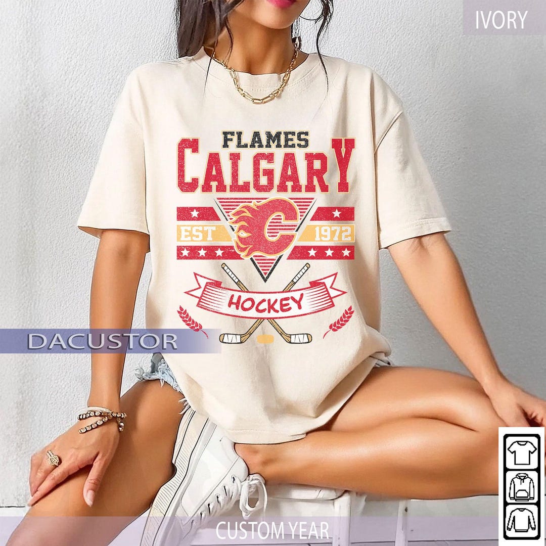 Calgary Color Comfort Colors® Calgary Flame T-shirt, Vintage Calgary Flame T-shirt ...