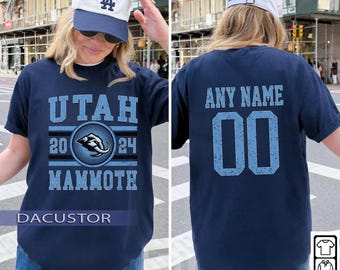 Personalisiertes Utah Mammut-Sweatshirt, Utah Mammoth Rundhalsausschnitt, Utah Hockey-Shirt, kundenspezifisches Hockey-Shirt, Hockey-Nummern-Shirt