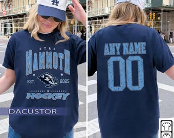 Personalisiertes Utah Mammut-Sweatshirt, Utah Mammoth Rundhalsausschnitt, Utah Hockey-Shirt, kundenspezifisches Hockey-Shirt, Hockey-Nummern-Shirt