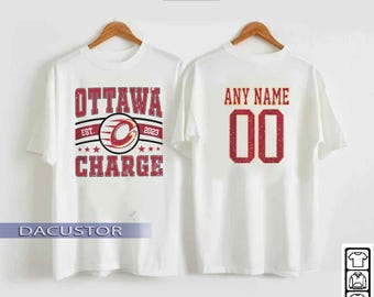 Anpassad Ottawa Charge-tröja, Charge-tröja med rund hals, Ottawa-hockeyfantröja, hockeytröja för kvinnor, retro 90-tals Charge-tröja