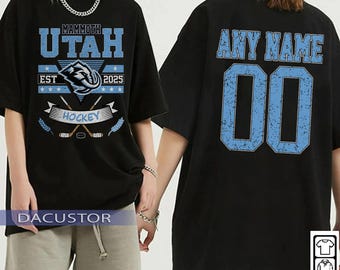 Personalisiertes Utah Mammut-Sweatshirt, Utah Mammoth Rundhalsausschnitt, Utah Hockey-Shirt, kundenspezifisches Hockey-Shirt, Hockey-Nummern-Shirt