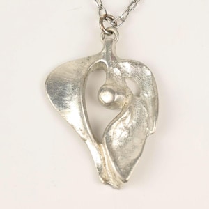 Scandinavian Pewter Necklace – Nordic 1970s Pendant Jewellery – Scandinavian Brutalist Vintage