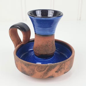 Smoke Fired Ceramic Candleholder by Szilasi: Medieval Inspired Scandinavian Studio Pottery
