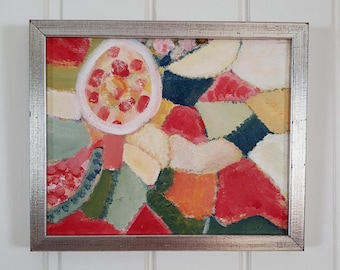 Karl Kaage 1975 : Danish Mid Century Modern Original Abstract Oil Painting - "Stockholm" - Vintage & Framed 30.5 × 25.5 cm (12 × 10 in)
