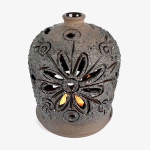 Scandinavian Mid-Century Ceramic Lantern – Vintage Nordic 1960s Stoneware Candleholder