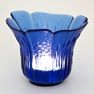Jean Goardère Tulip Candleholder – Cobalt Blue Glass Art Tealight – Vintage 1970s France