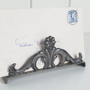 1930s Swedish Grace Antique Pewter Letter Holder - Scandinavian Art Nouveau Desk Organizer image 2