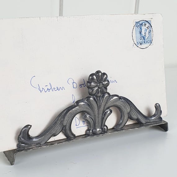 1930s Swedish Grace Antique Pewter Letter Holder