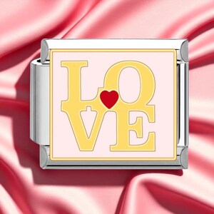 Eslabones italianos de 9 mm con dije de mariposa y corazón para pulsera de acero inoxidable