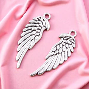 Angel Wing Charm – Double-Sided Vintage Tibetan Silver Pendant for Jewelry Making