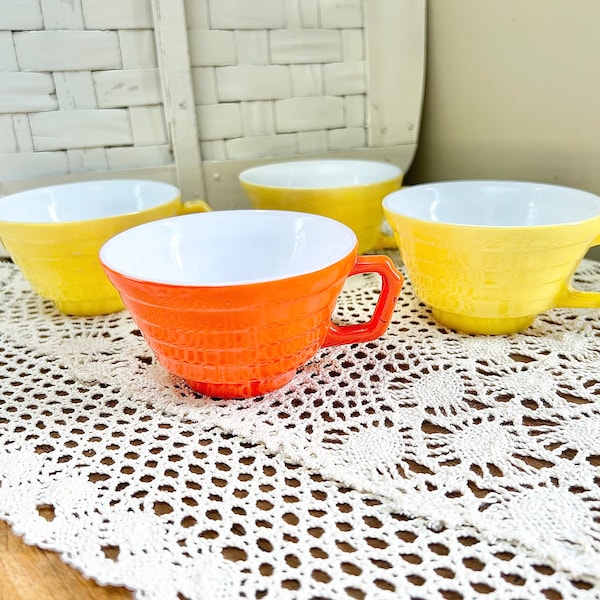 Vintage Hazel Atlas Milk Glass Teacup Assortment - Retro Kitchen Decor