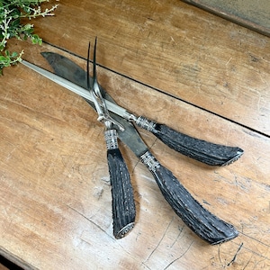 Vintage Columbia Special Quality Carving Set |  Rustic Lodge Cabin Cutlery