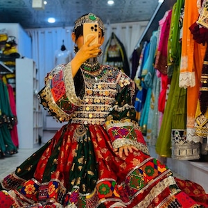 Handmade Embroidered Afghani Dress: Vintage Boho Maxi Frock