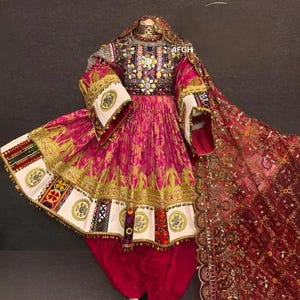 Vintage Afghan Kuchi Dress | Handmade Traditional Embroidered Dress | Tribal Nomadic Wedding Attire | Vibrant Embroidered Folk Dress