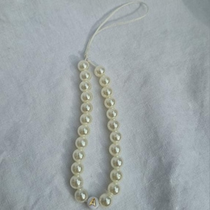 Custom Pearl Initial Phone Charm, Personalized Beaded Phone Strap, Aesthetic Phone Accessory, Gift for Her, Name Bead Charm