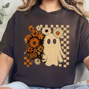 Halloween Floral Ghost Shirt, Cute Fall Shirt, Cottagecore Ghost Tee, floral ghost shirt, retro Halloween, Halloween T-Shirt, Ghost Shirt