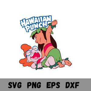 Lilo Stitch Hawaiianische Punch Lustig SVG, Disney Cartoon Sommer svg png dxf eps, süßes tropisches Strand Clipart, Cricut Cut Datei für Kinder Basteln