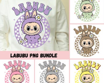 Labubu png bundle, Trending Pink Cartoon Character Bundle Design, Perfect Gift for Kids, Easter Coquette Bow Doll For Kids Girls Png,Svg Png