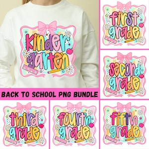 Lot de rentrée scolaire png, lot de rentrée preppy png, chemise premier jour d'école, coquette enseignant png, conceptions de sublimation de chemise fille