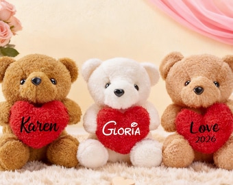 Personalized Heart Plush Teddy,Soft Stuffed Bear,Teddy with Name,Baby Plush Toy,Romantic Gift for Her,Mother's Day,Gift for Her