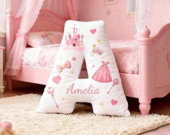 Personalized Little Girl Throw Pillow,Princess Alphabet Throw Pillow,Letter Pillow with Name,Birthday Gift,Easter Gifts,Gift for Daughter