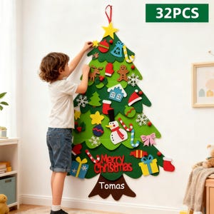 Albero di Natale in feltro personalizzato, albero di Natale fai da te, albero di Natale in feltro da 38 pollici, migliori regali di Natale, decorazioni per porte, regalo di Natale per bambini