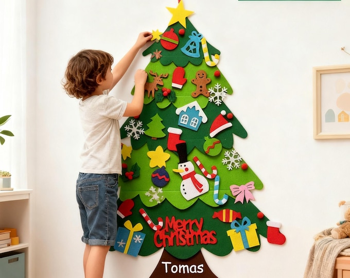 Personalized Felt Christmas Tree,DIY Christmas Tree,38Inches Felt Christmas Tree,Best Christmas Gifts,Door Decor,Christmas Gift for Kids
