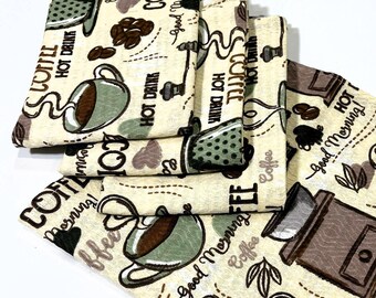 Handmade Cotton Waffle Kitchen Hand Towel – Coffee Print, Soft & Absorbent