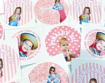 Custom 21st Birthday Stickers | Personalized Party Favors