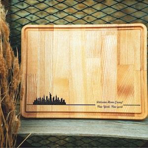 Your City Skyline Cutting Board, Personalize Board, Custom Cheese Board, City Skyline, Kitchen Decor, Charcuterie Board, Housewarming Gift
