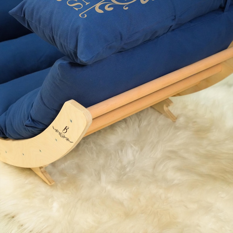 Houten chaise longue: schommelkussen voor buiten voor dutjes in de tuin, gezellig terrasmeubilair afbeelding 5