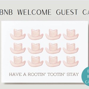Cartão de Boas-Vindas para Hóspedes do Airbnb | Modelo Personalizável do Canva para Anfitriões | Design Ocidental | Cartão de Agradecimento VRBO | Download Digital Instantâneo