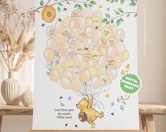 Winnie the Pooh Guestbook Sign, Baby Shower Decor, Nursery Art (Digital Download)