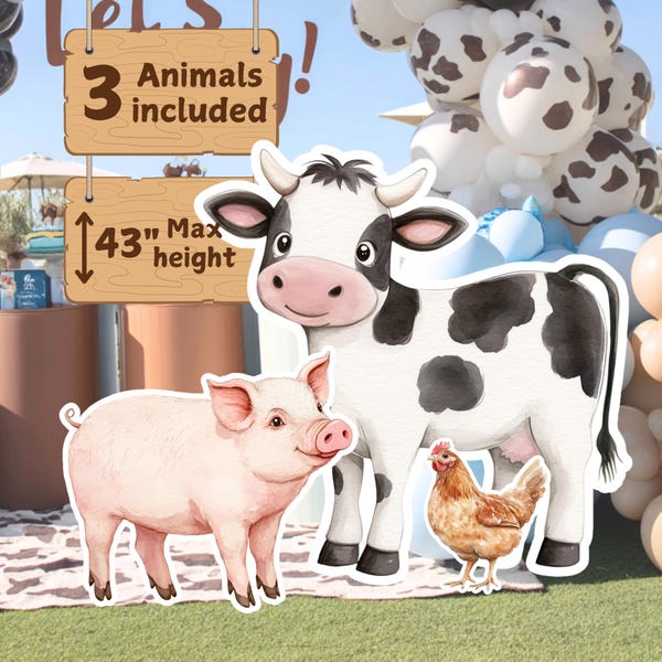Farm Animals Cutout Decor, Printable Large Barnyard Decoration, Baby shower, Birthday, Cardboard, Instant Download