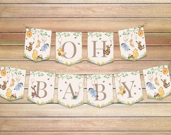 Winnie the Pooh Baby Shower Banner, Printable Party Decorations, Gender Neutral (Instant Download)