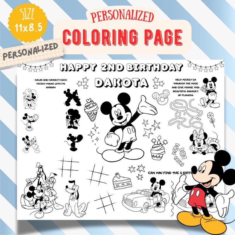 Mickey Mouse Coloring Sheet - Etsy Australia