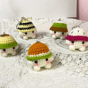 Crochet Cute Mushroom Keychain, Buy 2 Get 1, Handmade Amigurumi Cute Mushroom Plush Keyring, Mushroom Wear Hat Keychain, Gift For Her