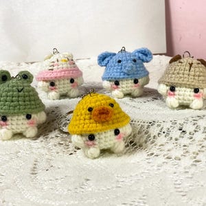 Crochet Cute Mushroom Keychain, Buy 2 Get 1, Handmade Amigurumi Cute Mushroom Plush Keyring, Mushroom Wear Hat Keychain, Gift For Her