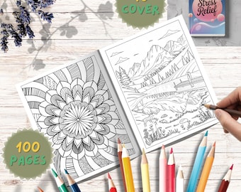 Mandala-kleurboek: 100 pagina's voor stressverlichting, 40 unieke omslagen (pdf-download)