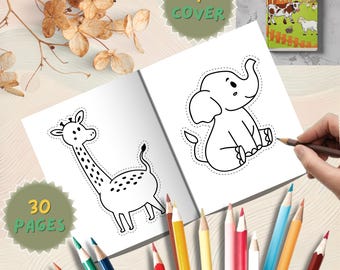 Farm Animal Scissor Skills Activity Book: 30 Printable Pages (PDF + PNG Digital Download